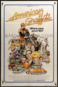 2z474 AMERICAN GRAFFITI 1sh '73 George Lucas teen classic, it was the time of your life!