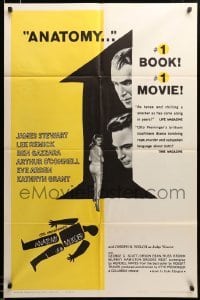 2z916 ANATOMY OF A MURDER style A 1sh '59 Otto Preminger, Saul Bass silhouette art + images of stars