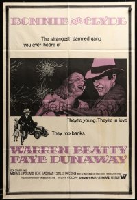 2z392 BONNIE & CLYDE Aust 1sh '67 notorious crime duo Warren Beatty & Faye Dunaway, Arthur Penn!