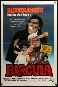 2z326 BLACULA 1sh '72 black vampire William Marshall is deadlier than Dracula, great image!