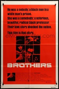 2z919 BROTHERS 1sh '77 Saul Bass art of Bernie Casey, a black man in a white man's prison!