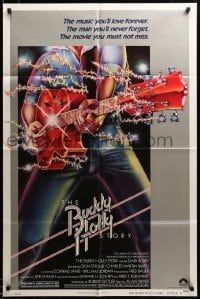 2z946 BUDDY HOLLY STORY style B 1sh '78 Gary Busey great art of electrified guitar, rock 'n' roll!