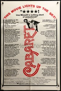 2z952 CABARET reviews 1sh '72 Liza Minnelli in Nazi Germany, Bob Fosse, Joseph Caroff art!