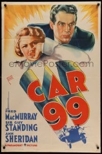 2z344 CAR 99 1sh '35 art of Michigan policeman Fred MacMurray & young Ann Sheridan, ultra rare!