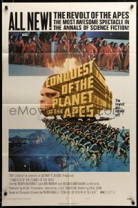 2z664 CONQUEST OF THE PLANET OF THE APES style B 1sh '72 Roddy McDowall, the apes are revolting!