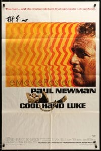 2z749 COOL HAND LUKE 1sh '67 Paul Newman prison escape classic, cool art by James Bama!