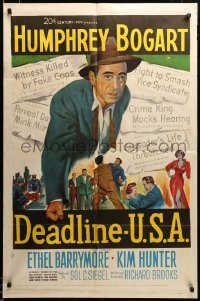2z025 DEADLINE-U.S.A. 1sh '52 newspaper editor Humphrey Bogart, best journalism movie ever!