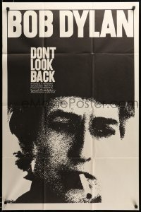 2z953 DON'T LOOK BACK 1sh '67 D.A. Pennebaker, super c/u of Bob Dylan with cigarette in mouth!