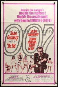 2z602 DR. NO/FROM RUSSIA WITH LOVE 1sh '65 Sean Connery is James Bond, double danger & excitement!