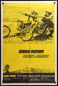 2z828 EASY RIDER 1sh R72 different classic image of Peter Fonda & Dennis Hopper on motorcycles!