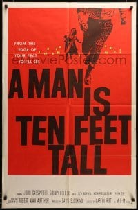 2z926 EDGE OF THE CITY int'l 1sh '56 Martin Ritt, great Saul Bass art, A Man is Ten Feet Tall!