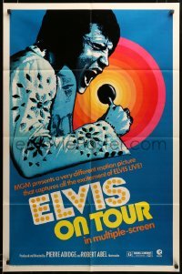 2z678 ELVIS ON TOUR 1sh '72 classic artwork of Elvis Presley singing into microphone!