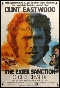 2z784 EIGER SANCTION English 1sh '75 completely different Jean Mascii art of Clint Eastwood!
