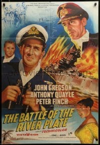 2z543 PURSUIT OF THE GRAF SPEE English 1sh '55 Powell & Pressburger's Battle of the River Plate!