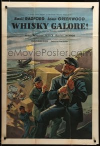 2z553 WHISKY GALORE English 1sh '49 classic Ealing comedy, Scotsmen recover sunken alcohol, rare!