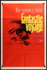 2z127 FANTASTIC VOYAGE teaser 1sh '66 best art of tiny people going to the human brain!