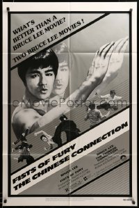 2z670 FISTS OF FURY/CHINESE CONNECTION 1sh '80 two Bruce Lee movies are better than one!