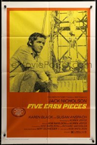 2z833 FIVE EASY PIECES 1sh '70 cool image of Jack Nicholson, directed by Bob Rafelson!