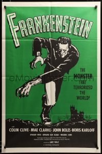 2z089 FRANKENSTEIN 1sh R60s great close up artwork of Boris Karloff as the monster!