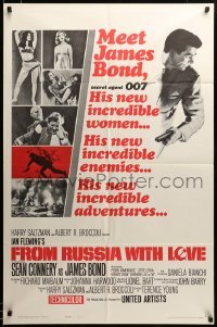 2z597 FROM RUSSIA WITH LOVE style A int'l 1sh '64 Sean Connery as Fleming's James Bond 007 is back!
