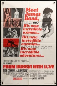 2z596 FROM RUSSIA WITH LOVE style A 1sh '64 Sean Connery is Ian Fleming's James Bond 007!