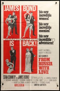 2z598 FROM RUSSIA WITH LOVE style B 1sh '64 Sean Connery as Ian Fleming's James Bond 007 is back!