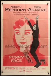 2z225 FUNNY FACE 1sh '57 art of Audrey Hepburn close up & full-length + Fred Astaire!