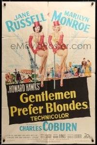 2z198 GENTLEMEN PREFER BLONDES 1sh '53 art of super sexy Marilyn Monroe & Jane Russell!