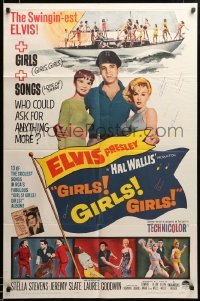 2z684 GIRLS GIRLS GIRLS 1sh '62 Elvis Presley, Stella Stevens & boat full of sexy girls!