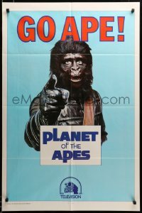 2z667 GO APE TV 1sh '74 Planet of the Apes, wonderful Uncle Sam parody art!