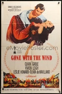 2z352 GONE WITH THE WIND 1sh R61 romantic close up of Clark Gable & Vivien Leigh!