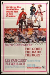 2z772 GOOD, THE BAD & THE UGLY 1sh '68 Clint Eastwood, Lee Van Cleef, Wallach, Leone classic!