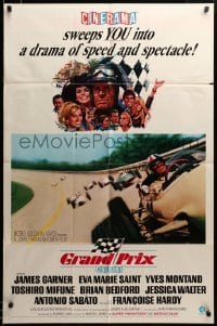 2z877 GRAND PRIX Cinerama A 1sh '67 Formula One race car driver James Garner, art by Howard Terpning