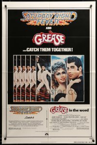 2z962 GREASE/SATURDAY NIGHT FEVER 1sh '79 John Travolta dancing & with Olivia Newton-John!