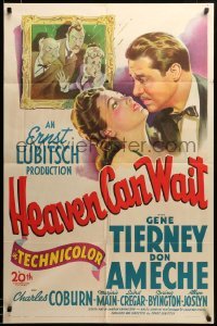 2z353 HEAVEN CAN WAIT 1sh '43 stone litho of Gene Tierney & Ameche, directed by Ernst Lubitsch