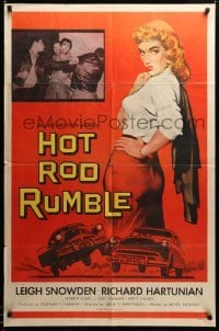 2z269 HOT ROD RUMBLE 1sh '57 slick chicks, car racing drag strip shocks, rock & roll love!
