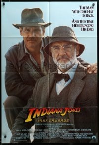 2z460 INDIANA JONES & THE LAST CRUSADE int'l 1sh '89 Ford & Connery over blue background!