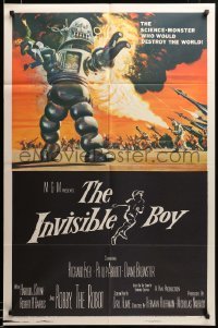 2z075 INVISIBLE BOY 1sh '57 Robby the Robot, monster who would destroy the world, Brown art!