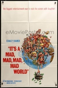 2z409 IT'S A MAD, MAD, MAD, MAD WORLD style A 1sh '64 art of cast on Earth by Jack Davis!