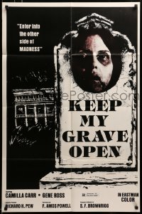 2z143 KEEP MY GRAVE OPEN 25x38 1sh '80 Camilla Carr in tombstone, enter the other side of MADNESS!