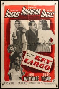 2z016 KEY LARGO 1sh '48 Humphrey Bogart, Lauren Bacall, Edward G. Robinson, John Huston, rare!