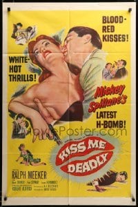 2z376 KISS ME DEADLY 1sh '55 Mickey Spillane, Robert Aldrich, Ralph Meeker as Mike Hammer!