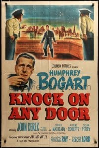 2z019 KNOCK ON ANY DOOR 1sh '49 Humphrey Bogart, John Derek, directed by Nicholas Ray!