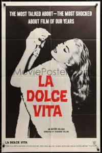 2z524 LA DOLCE VITA 1sh '61 Federico Fellini, close up of sexy Anita Ekberg with kitten!