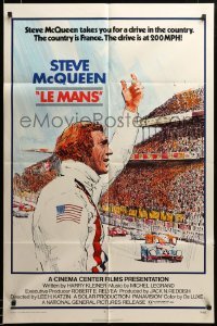 2z722 LE MANS 1sh '71 Tom Jung artwork of race car driver Steve McQueen waving at fans!