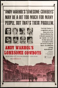 2z303 LONESOME COWBOYS 1sh '68 Joe Dallesandro in Andy Warhol surreal western, may be too much!