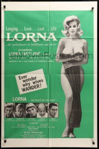 2z304 LORNA 1sh '64 super sexy Lorna Maitland in Russ Meyer sex classic over green background!