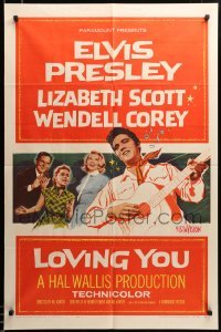 2z686 LOVING YOU 1sh '57 Elvis Presley, Lizabeth Scott, Wendell Corey & Dolores Hart!