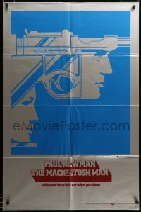 2z765 MACKINTOSH MAN teaser 1sh '73 best art of Paul Newman & Sanda in gun, John Huston!