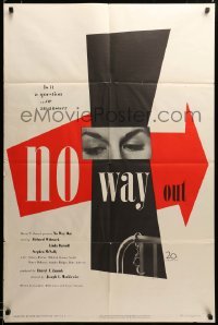 2z382 NO WAY OUT 1sh '50 wonderful different design by Paul Rand, ahead of its time, ultra rare!